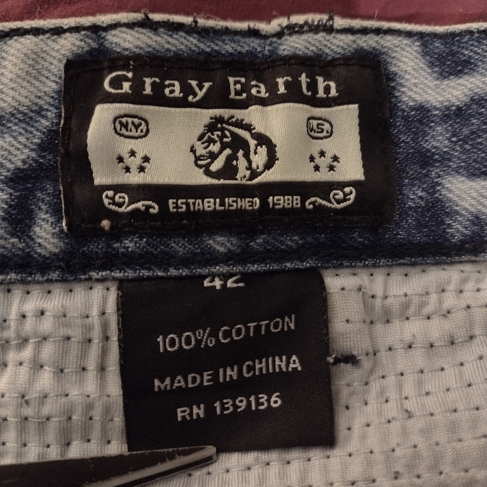 Gray Earth Men's Acid Washed Straight Leg Denim Jeans Sz. W42 - Picture 6 of 16